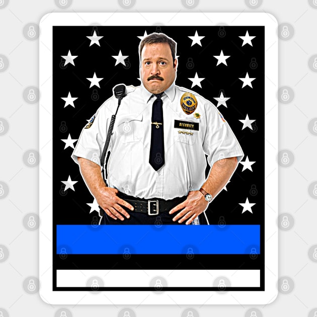 Paul Blart Mall Cop /// Thick Blue Line Sticker by darklordpug